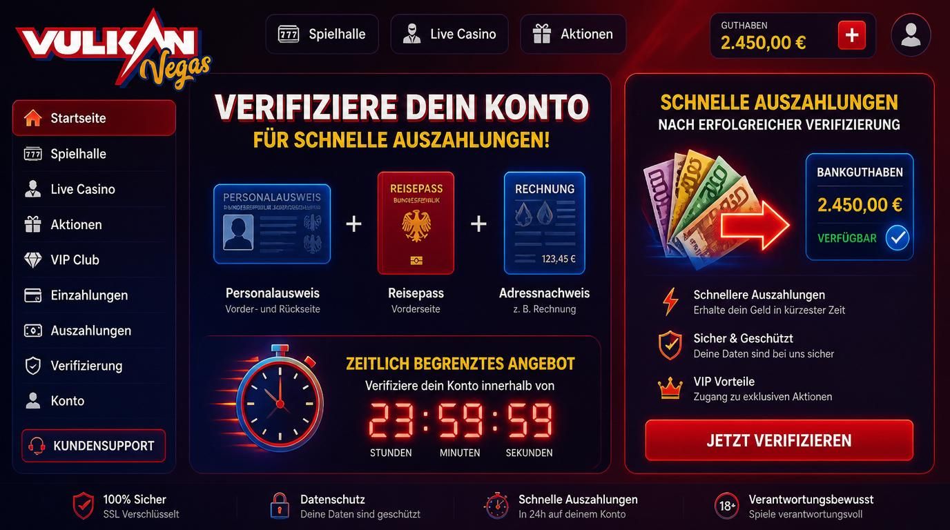 Deutsche Ausweise und Nachweise sowie ein Zeitmesser, der Schnelligkeit der Auszahlung symbolisiert.