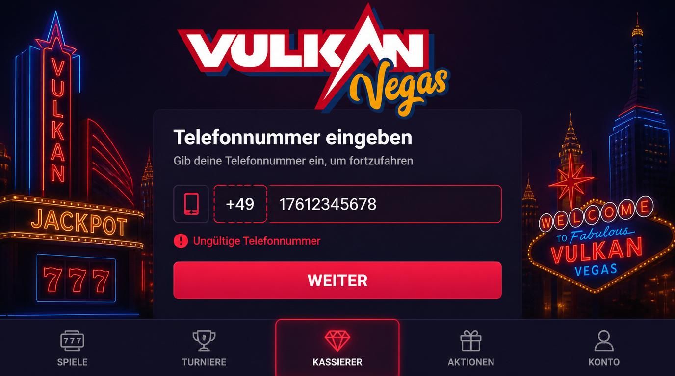 Telefonnummerfeld mit korrekt formatierter deutsche Vorwahl +49 und Fehlermeldung bei falscher Eingabe.