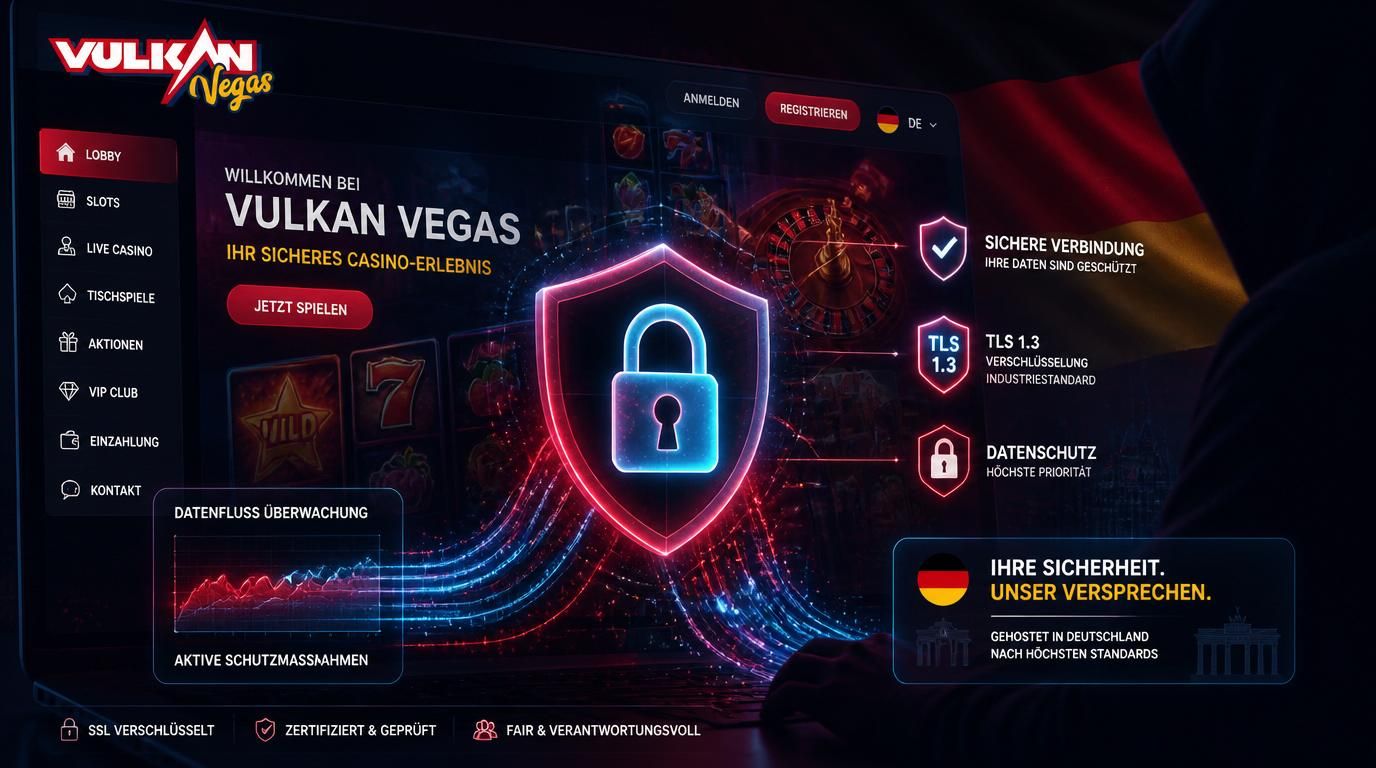 Ein digitales Schloss über Casino UI mit deutschen Sicherheits-Elementen.